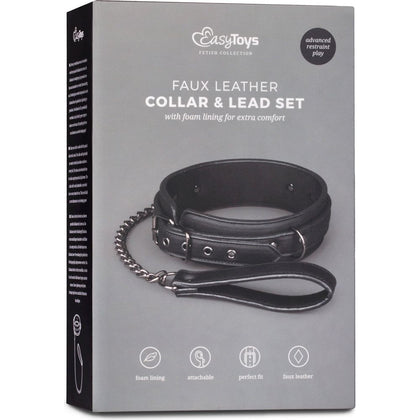 Deluxe Euphoria - Fetish Collar with Leash FCL-2021 - Unisex Neck Restraint for Sensual Play - Black