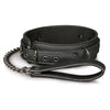 Deluxe Euphoria - Fetish Collar with Leash FCL-2021 - Unisex Neck Restraint for Sensual Play - Black