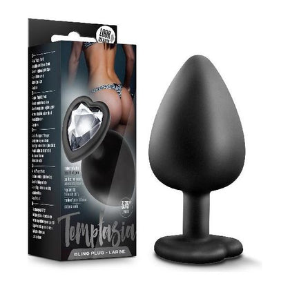 Exquisite Temptasia Bling Plug Large Black - The Ultimate Sensual Pleasure for Alluring Booty Play