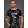 Introducing the Exquisite Pleasure: Wetlook Men's T-Shirt with 3D Net Inserts - Carved Chest & Shoulder Enhancer