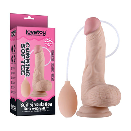 Sensual Pleasure Co. Soft Ejaculation Cock With Ball 8in - The Ultimate Squirting Delight for Exquisite Pleasure - Model SC-8 - Unisex - Fullness and Stimulation - Natural Flesh - Adult Naughty Store