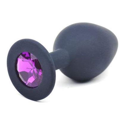 Elegant Pleasures Black Silicone Anal Plug Medium M-02 - Sensual Delights for All Genders, Exquisite Backdoor Bliss in Sultry Purple - Adult Naughty Store