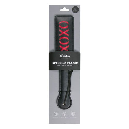 Introducing the Sensual PleasureXpert XOXO Black Paddle - Model SPX-1001: A Luxurious Leather Pleasure Tool for All Genders, Designed for Exquisite Impact Play and Sensual Spanking - Adult Naughty Store