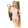 Sugar Drop Lace Suspender Bodystocking - Elegant White Lace Embroidered One Size Fits All Lingerie for Women