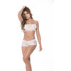 Exquisite Pleasure: Sensual Lace 2 Pc Set - Lace Crop Top and Boy Short Bottom in White