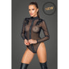 Seductive Intimates XYZ123 Zipped Tulle Bodysuit - Women's Erotic Lingerie - Full Body Pleasure - Black - Adult Naughty Store