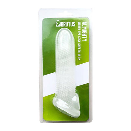 Brutus Almighty Ribbed Cocksheath 18cm - The Sensational Pleasure Enhancer for Mind-Blowing Intimacy! - Adult Naughty Store