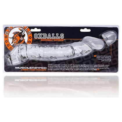 Introducing the SensaFlex MUSCLE RIPPED Clear Cocksheath - Model SR-2001: The Ultimate Sensation Enhancer for Him, Designed for Intense Pleasure in Clear - Adult Naughty Store