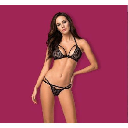 Introducing the Sensual Pleasures 2 Pc Set 838 Black Lace Jeweled Bra and Thong for Women