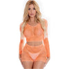 Introducing the Sensa Pleasure Leaf It To Me Short Set - Model SL-420. A Sensational Unisex Net Lingerie Set for Exquisite Visual Delights in Orange! - Adult Naughty Store