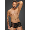 Sensual Pleasures Flock Embroidery Short-Shorts M01 Men's Booty Shorts (Black)