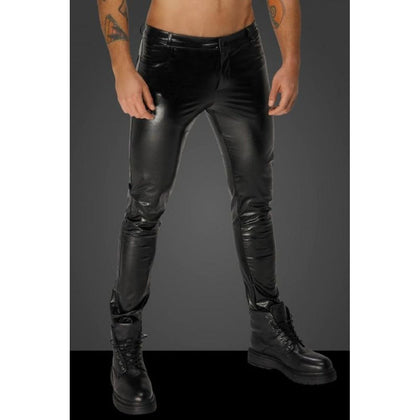 💫 Introducing X-Play Snake Wetlook Long Pants for Men, Model #623, Black, featuring Back Pockets for a Sleek and Edgy Look 🐍🖤