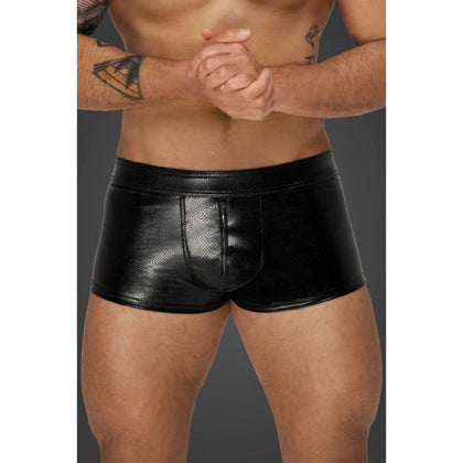 Lustful Pleasures R225 - Men's Black Snake Wetlook Front Zip Short-Shorts
