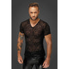 Indulge in Sensual Desire with Erotica's Seductive Leopard Print V-Neck Men's T-Shirt: Model 007 for Men, Offering a Hint of Mystery and Elegance. - Adult Naughty Store