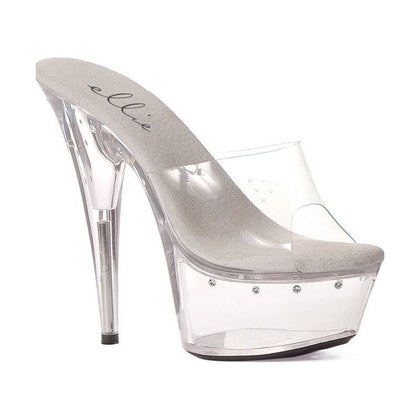 Glamourous Gems: Rhinestone Platform Clear 6in Slip-On Stilettos