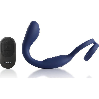 Introducing the LuxeTouch Remote Controlled VibraDuo VX-5000 Unisex Prostate Stimulator and Cock Ring Set in Midnight Black