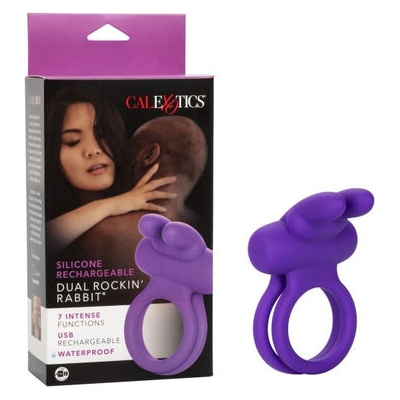 Silicone Rechargeable Dual Rockin Rabbit - The Ultimate Pleasure Enhancer for Couples - Model RRD-2000 - Intense Dual Stimulation for Him and Her - Intimate Bliss in Vibrant Pink