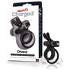 Charged Ohare Black Rechargeable Double Cock Ring for Clitoral Stimulation - Model OH-2001 - Male and Female Pleasure - Black