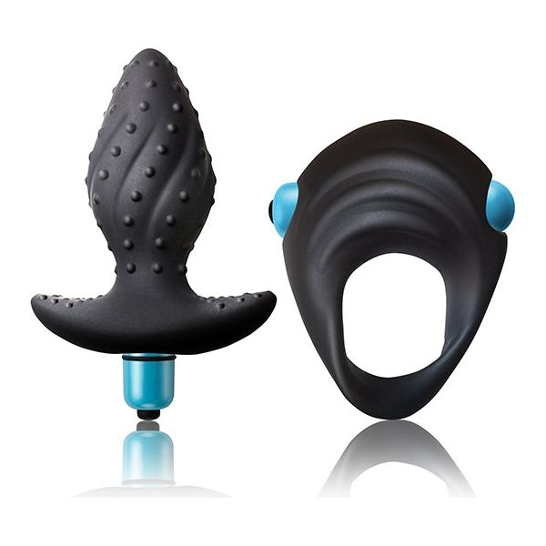 Ibex Kit Blue/Black - Powerful Masculine Butt Plug and C Ring for Sensational Duo Pleasure