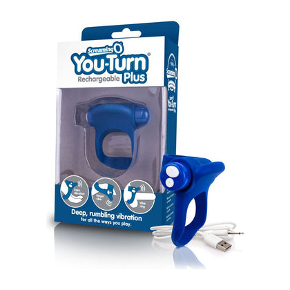 Charged You-Turn Plus Rechargeable Vibrating Cock Ring - Blueberry