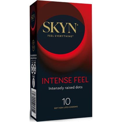 SKYN Intense Feel 10's Non-Latex Condoms - Ultra Pleasure Wave Design for Maximum Stimulation - Model 53mm - Unisex Sensation - Natural Colour