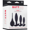 Introducing the Luxe Collection Silicone Butties 3in1 Training Kit & Cleansing Pump, Model B3-CP01, Unisex Anal Training Set in Silky Black - Adult Naughty Store