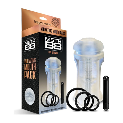 MSTR B8 Vibrating Oral Pack - Lip Service, Five PC Kit - Male Masturbation Sleeve, Cock Ring Set, Bullet Vibrator - Deep Throat Pleasure - Black