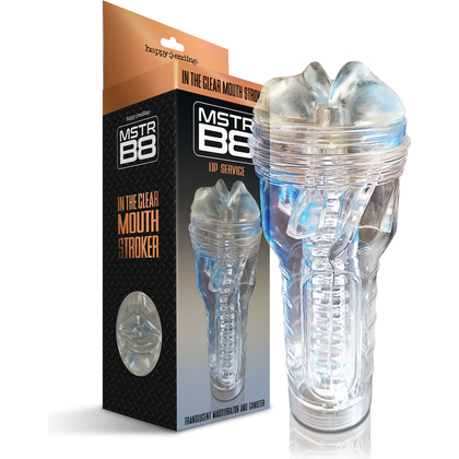 MSTR B8 In the Clear Mouth Stroker, Lip Service Canister - Ultimate Pleasure Experience for Men - Model MSTR B8 - 10 Powerful Vibration Modes - Waterproof Design - Body-Safe Silicone - USB Re - Adult Naughty Store