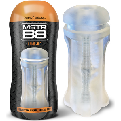 MSTR B8 In the Clear-View Stroker Cup, Hand Job - Reusable Male Masturbation Sleeve for Intense Pleasure, Model B8, Clear