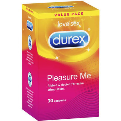 Durex Pleasure Me 30's Ribbed and Dotted Latex Condoms for Enhanced Stimulation - Model R30 - Unisex - Pleasure Enhancer - Transparent