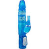 Introducing the SensaPleasure Twin Turbo Rabbit Vibrator - Model TT-2000B: A Dual-Action Vibrating Silicone Pleasure Toy for Women, Designed for Ultimate Stimulation and Satisfaction in Blue