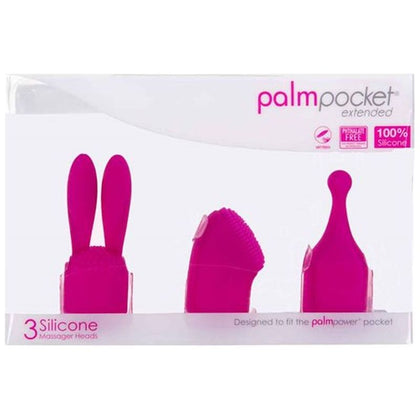 Sensual Bliss: PalmPower Pocket Extended Silicone Massage Heads 3 Pc Set - Model PP-ESMH3 - Ultimate Pleasure for All Genders - Full Body Stimulation - Black - Adult Naughty Store