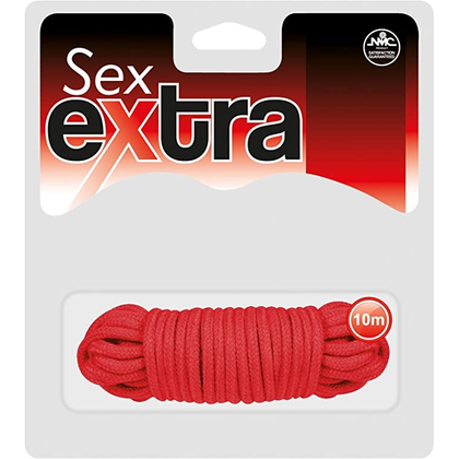 Sex Extra 10 Meter Cotton Rope - Shibari Kinbaku Restraint - Model SEXR10 - Unisex - Wrist, Ankle, and Body Pleasure - Red