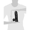 Thick Cock with Balls Suction Cup Dildo, Black, 9 Inch