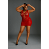 Moonlight Plus Model 08 Black Dress: The Alluring Sheer Red Mesh Bodycon Dress for Curvy Women - Adult Naughty Store