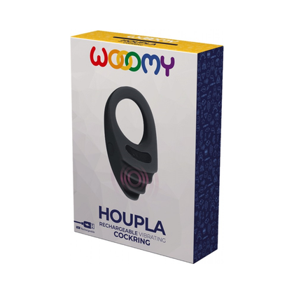 Wooomy Houpla Rechargeable Vibrating Ring Black - Adult Naughty Store