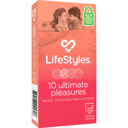 Ultimate Pleasures 10's Textured Condoms for Men - Model 10M - Intimate Pleasure - Vibrant Colours