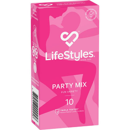 LifeStyles® Pleasure Enhancer Flared Fit Condoms Model 53mm 10's: Unisex Assorted Vibrant Pleasure Condoms