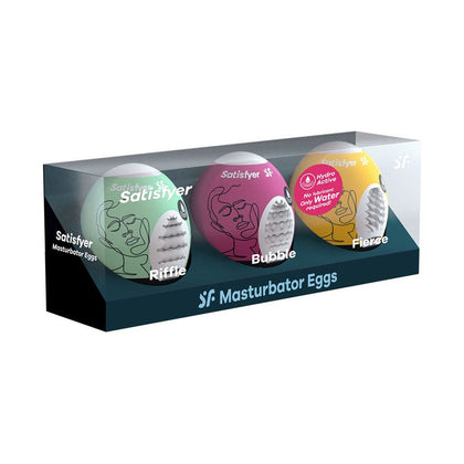 Introducing the Satisfyer Masturbator Eggs - Mixed 3 Pack #1: Portable Pleasure for Every Gender!