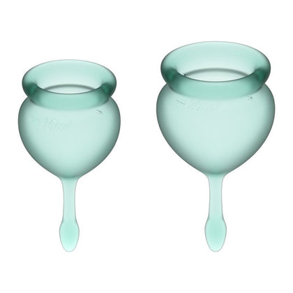 Feel Good Sensual Silicone Menstrual Cup Model 2pcs - Dark Green - Intimate Comfort for All Genders