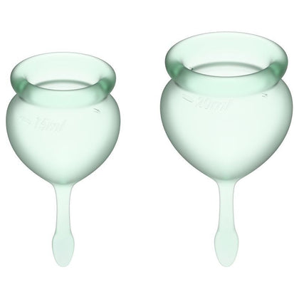 Feel Good Sensual Silicone Menstrual Cup - Model 2 - Women's Intimate Pleasure - Light Green (2pcs)