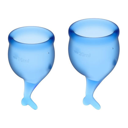 Introducing the Luxuria Blissful Pleasure Menstrual Cup Dark Blue 2pcs - Model LX-200.