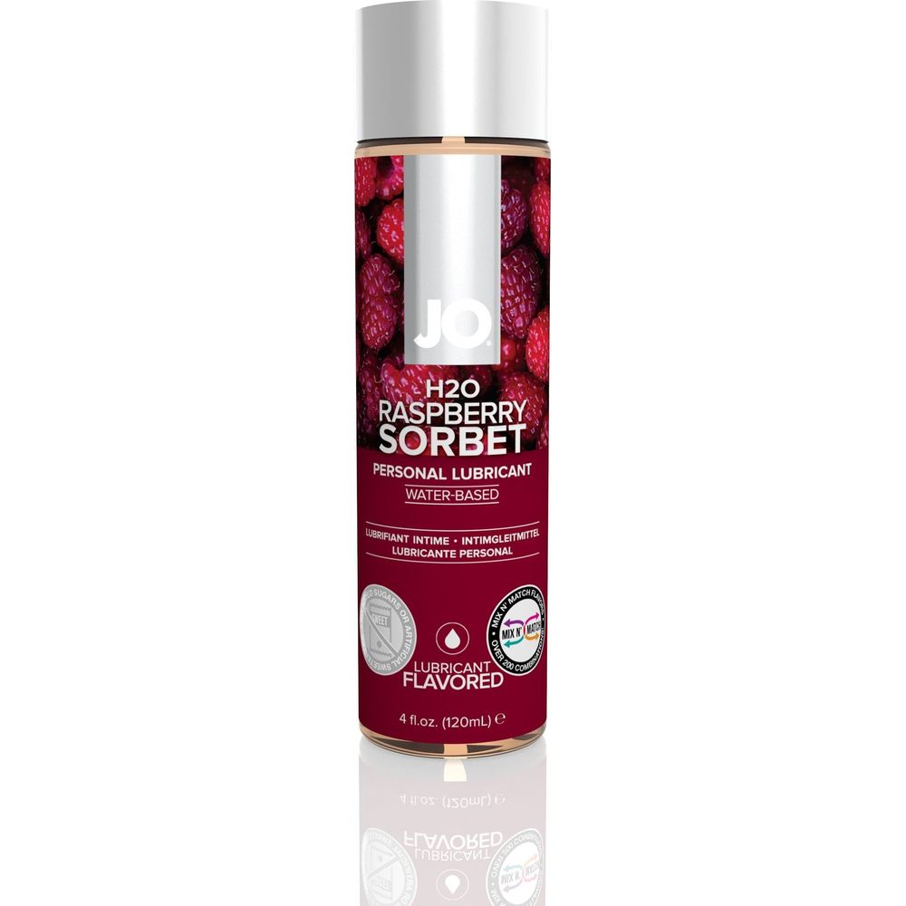JO H2O Flavored Raspberry Sorbet Water-Based Lubricant for Intimate Pleasure - 4 Oz / 120 ml - Adult Naughty Store