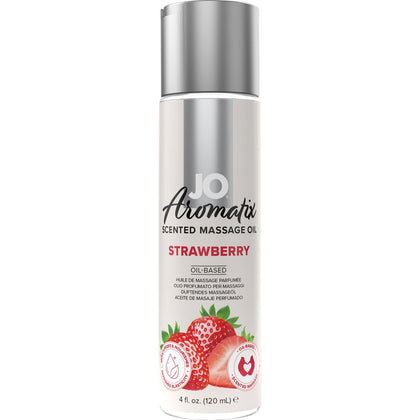 JO Aromatix Strawberry Massage Oil 4 Oz / 120 ml - Sensual Strawberry Pleasure for Intimate Moments - Adult Naughty Store