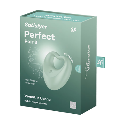 Satisfyer Perfect Pair 3 Multivibrator Finger Vibrator & Penis Ring for Couples - Green