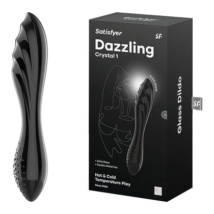 Experience Sensual Pleasure with the Satisfyer Glass Dazzling Crystal 1 Black Double-Ended Dildo for Women - Black