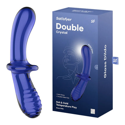 Satisfyer Crystal Blue Glass Double-Ended Dildo Model X1: Premium Dual Stimulation Pleasure Toy for Women - Blue