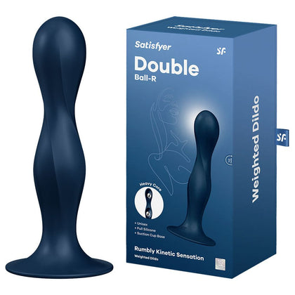 Introducing the Satisfyer Double Ball-R Dark Blue Silicone Anal Plug | Model: Double Ball-R | For All Genders | Dual Pleasure | Hands-Free | Strap-On Compatible