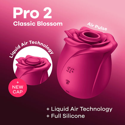 Satisfyer Pro 2 Classic Blossom Red Clitoral Air Pulse Stimulator - Women's Waterproof Rose Vibrator