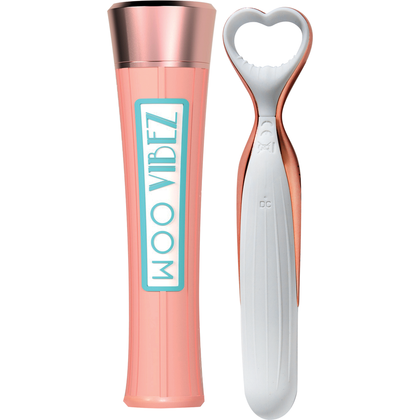 WOO: Rechargeable Silicone Vibrator with Protective Case - Model WRS-001 - For Women - Clitoral Stimulation - White/Rose Gold